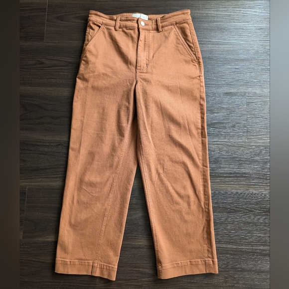 Everlane Straight Leg Crop Utility Pants Burnt Orange Cognac Size 10 - Picture 2 of 7